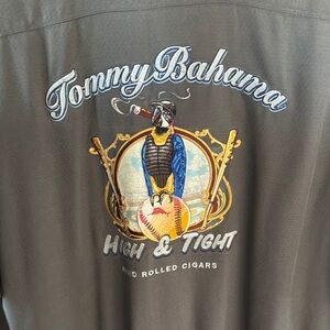 Tommy Bahama Gray Graphic Shirt with embroidered Parrot Design